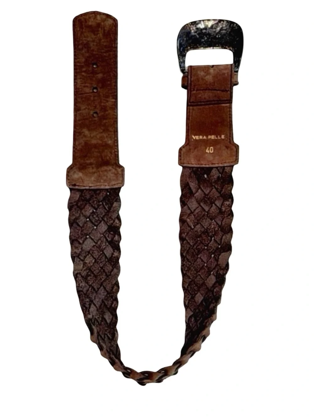 Vera Pelle Italian Braided Leather Belt | Brown | Woven | Genuine Leather